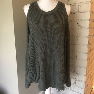 Free People Sunrise Sweater in Olive Green
